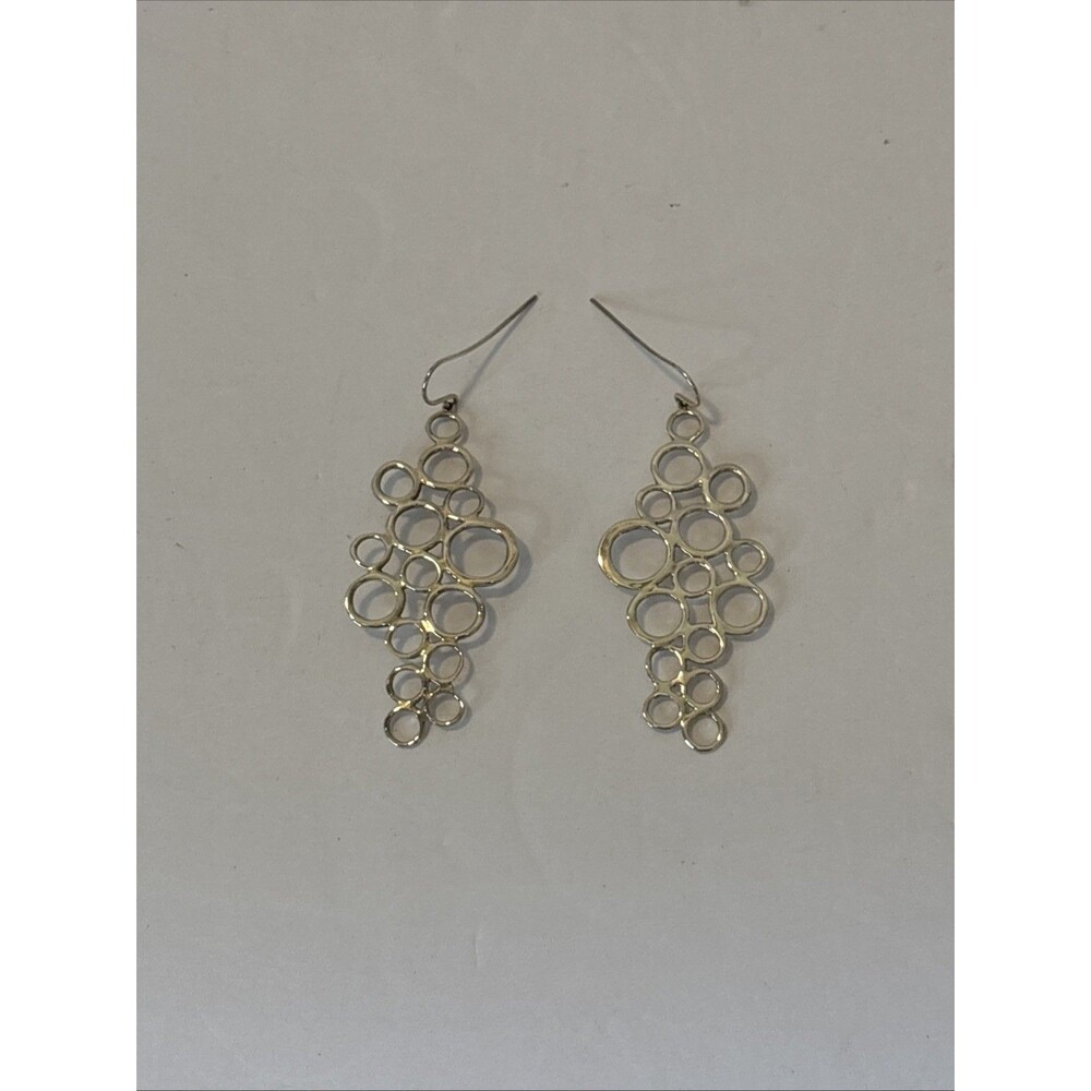 RLM Robert Lee Morris Sterling Silver Modernist Circles Bubbles Hook Earrings